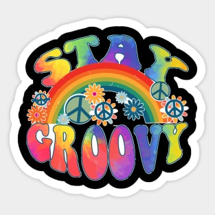 Stay Groovy 60s Outfit 70s Theme Costume Cute Rainbow Hippie Sticker